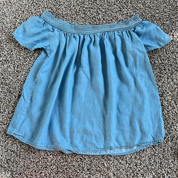 Old Navy - blue off the shoulder top - Picture 1 of 2